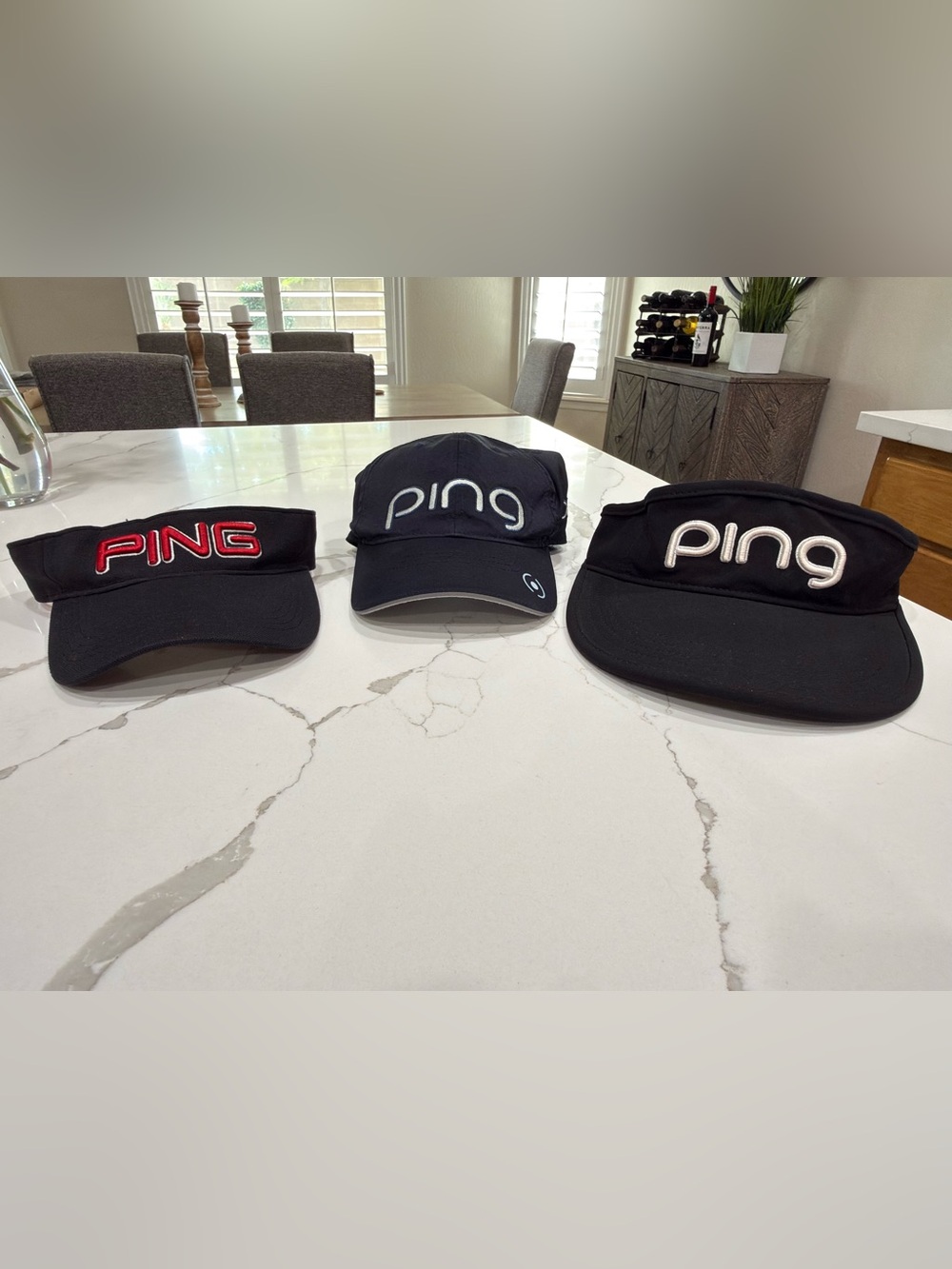 Pack of 3 Ping hats/visors.